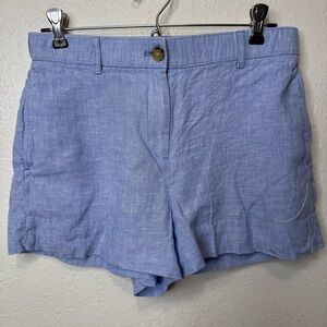 J. Crew Harbor 100% Linen Shorts French Blue Size Small Vacation Resort Preppy